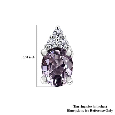 D'Joy Royal Lavender Spinel and Diamond 0.90 ctw Floral Bloom Earrings in Rhodium Over Sterling Silver
