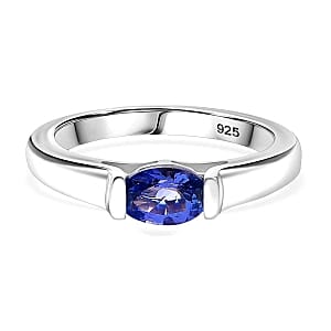 Tanzanite 0.65 ctw Ring in Rhodium Over Sterling Silver (Size 10.0)