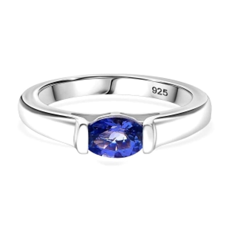 Tanzanite 0.65 ctw Ring in Rhodium Over Sterling Silver (Size 10.0)
