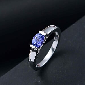 Tanzanite 0.65 ctw Ring in Rhodium Over Sterling Silver (Size 10.0)