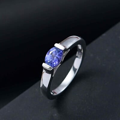 Tanzanite 0.65 ctw Ring in Rhodium Over Sterling Silver (Size 10.0)