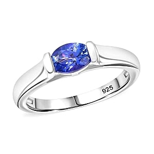 Tanzanite 0.65 ctw Ring in Rhodium Over Sterling Silver (Size 10.0)