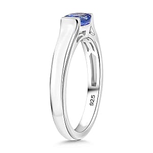 Tanzanite 0.65 ctw Ring in Rhodium Over Sterling Silver (Size 10.0)
