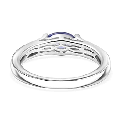 Tanzanite 0.65 ctw Ring in Rhodium Over Sterling Silver (Size 10.0)