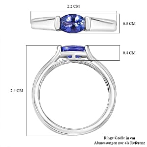 Tanzanite 0.65 ctw Ring in Rhodium Over Sterling Silver (Size 10.0)