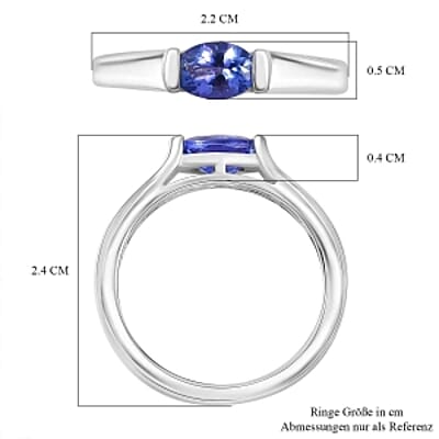 Tanzanite 0.65 ctw Ring in Rhodium Over Sterling Silver (Size 10.0)