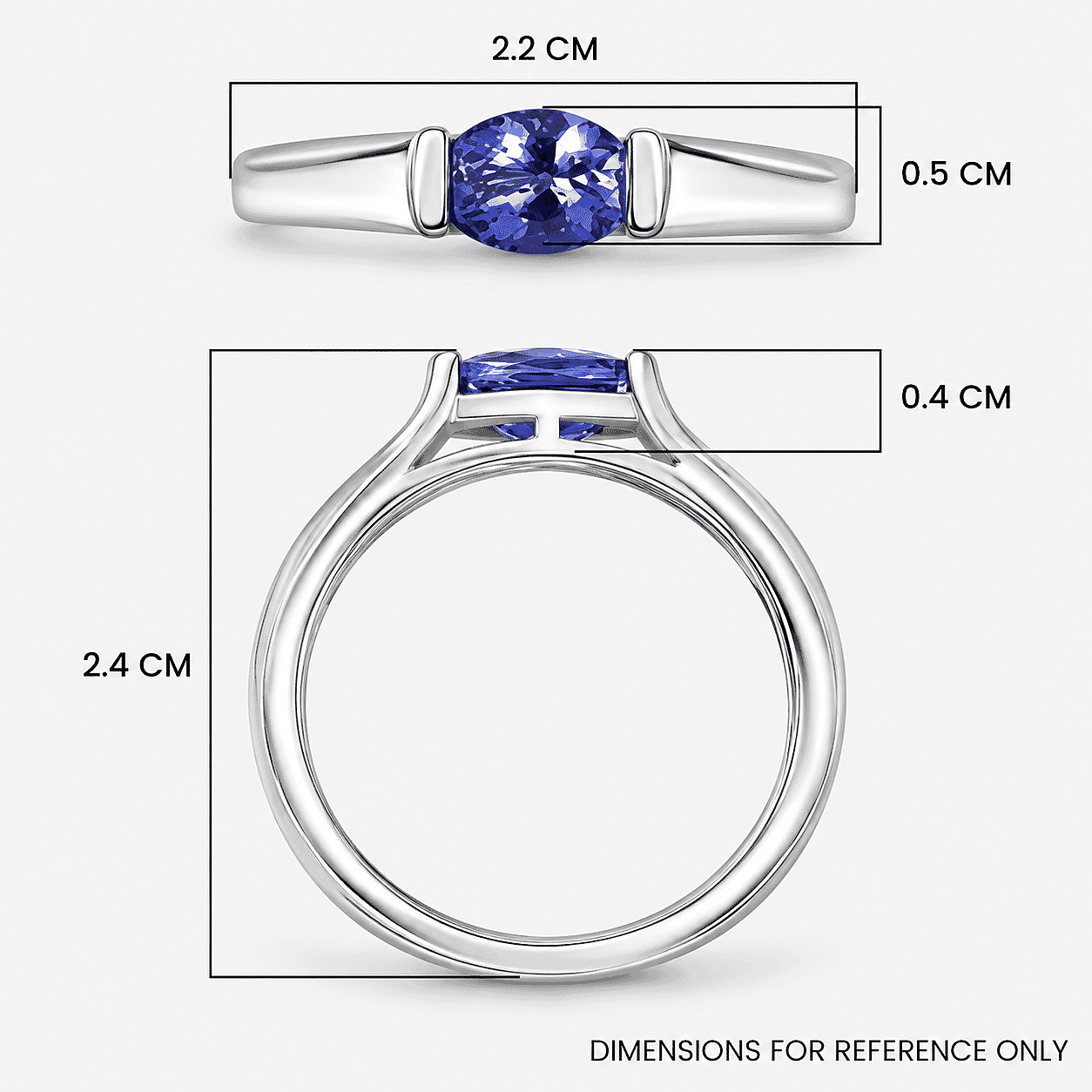 Tanzanite 0.65 ctw Ring in Rhodium Over Sterling Silver (Size 10.0)