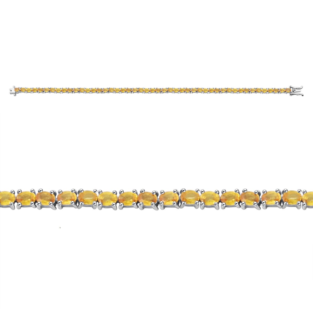 Yellow Sapphire 10.80 ctw Bracelet in Rhodium Over Sterling Silve (8.00 In)  image number 0