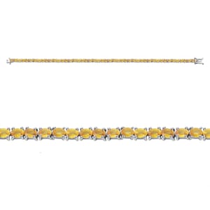 Yellow Sapphire 10.80 ctw Bracelet in Rhodium Over Sterling Silve (8.00 In) 