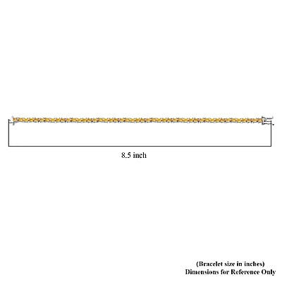 D'Joy Yellow Sapphire 10.80 ctw Bracelet in Rhodium Over Sterling Silv (8.00 In) 