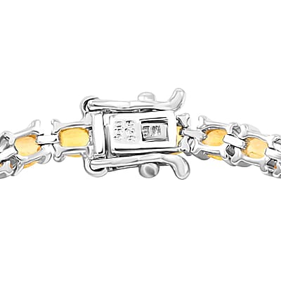 D'Joy Yellow Sapphire 10.80 ctw Bracelet in Rhodium Over Sterling Silv (8.00 In) 