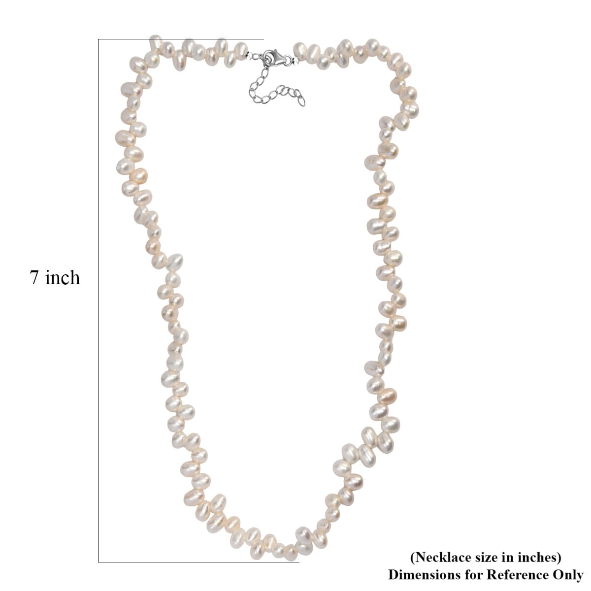 White Freshwater Pearl Oval Shape Bubble Necklace in Rhodium Over Sterling Silver 18 Inches image number 5