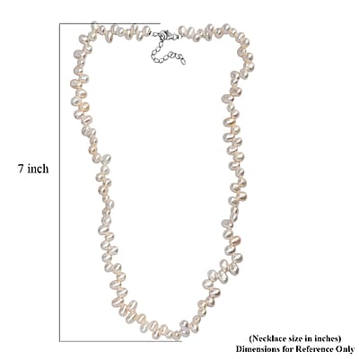 White Freshwater Pearl Oval Shape Bubble Necklace in Rhodium Over Sterling Silver 18 Inches