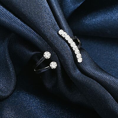 Simulated Diamond 0.20 ctw Ring in Rhodium Over Sterling Silver (Size 10.0) 