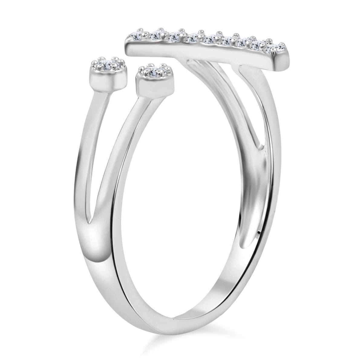 Simulated Diamond 0.20 ctw Ring in Rhodium Over Sterling Silver (Size 10.0)  image number 3