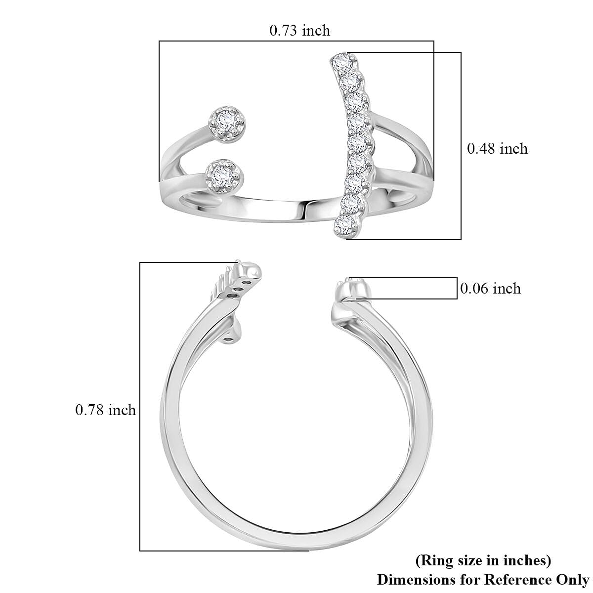 Simulated Diamond 0.20 ctw Ring in Rhodium Over Sterling Silver (Size 10.0) 