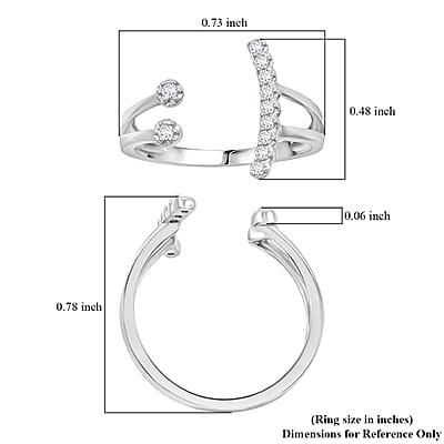 Simulated Diamond 0.20 ctw Ring in Rhodium Over Sterling Silver (Size 10.0) 