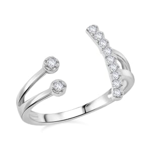 Simulated Diamond 0.20 ctw Ring in Rhodium Over Sterling Silver (Size 8.0) 