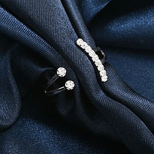 Simulated Diamond 0.20 ctw Ring in Rhodium Over Sterling Silver (Size 8.0) 