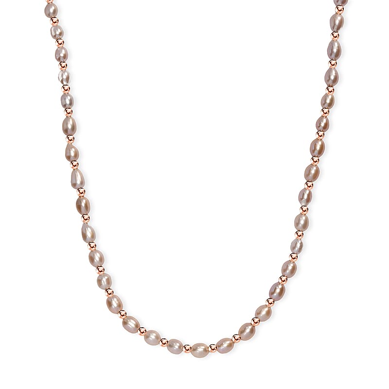 Lavender Pearl Necklace (18 Inches) in 18K Vermeil Rose Gold Over Sterling Silver