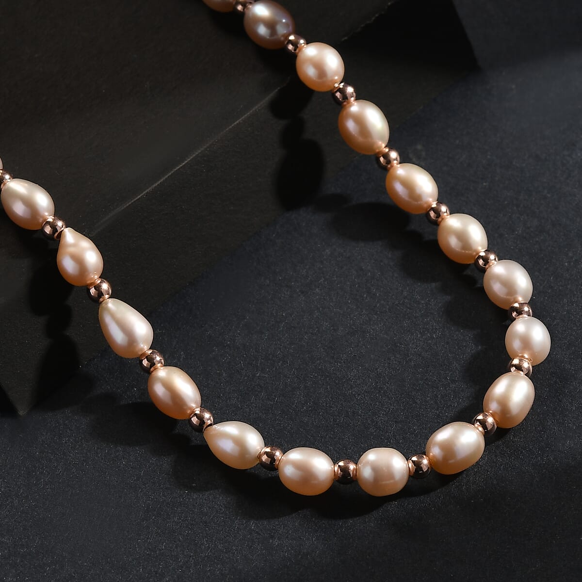 Lavender Pearl Necklace (18 Inches) in 18K Vermeil Rose Gold Over Sterling Silver image number 1
