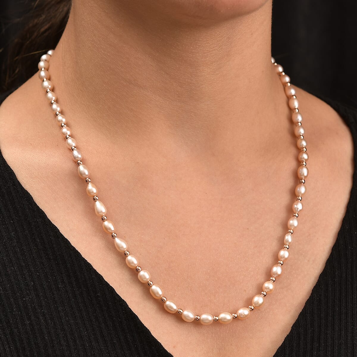 Lavender Pearl Necklace (18 Inches) in 18K Vermeil Rose Gold Over Sterling Silver image number 2