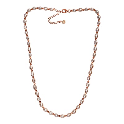 Lavender Pearl Necklace (18 Inches) in 18K Vermeil Rose Gold Over Sterling Silver