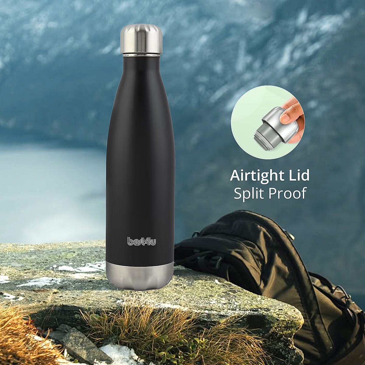 Best 4 U 17oz Insulated Stainless Steel Water Bottle -Black image number 5