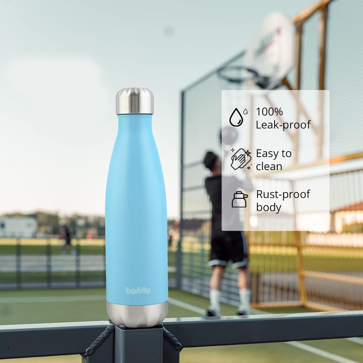 Best 4 U 17oz Insulated Stainless Steel Water Bottle -Teal image number 2