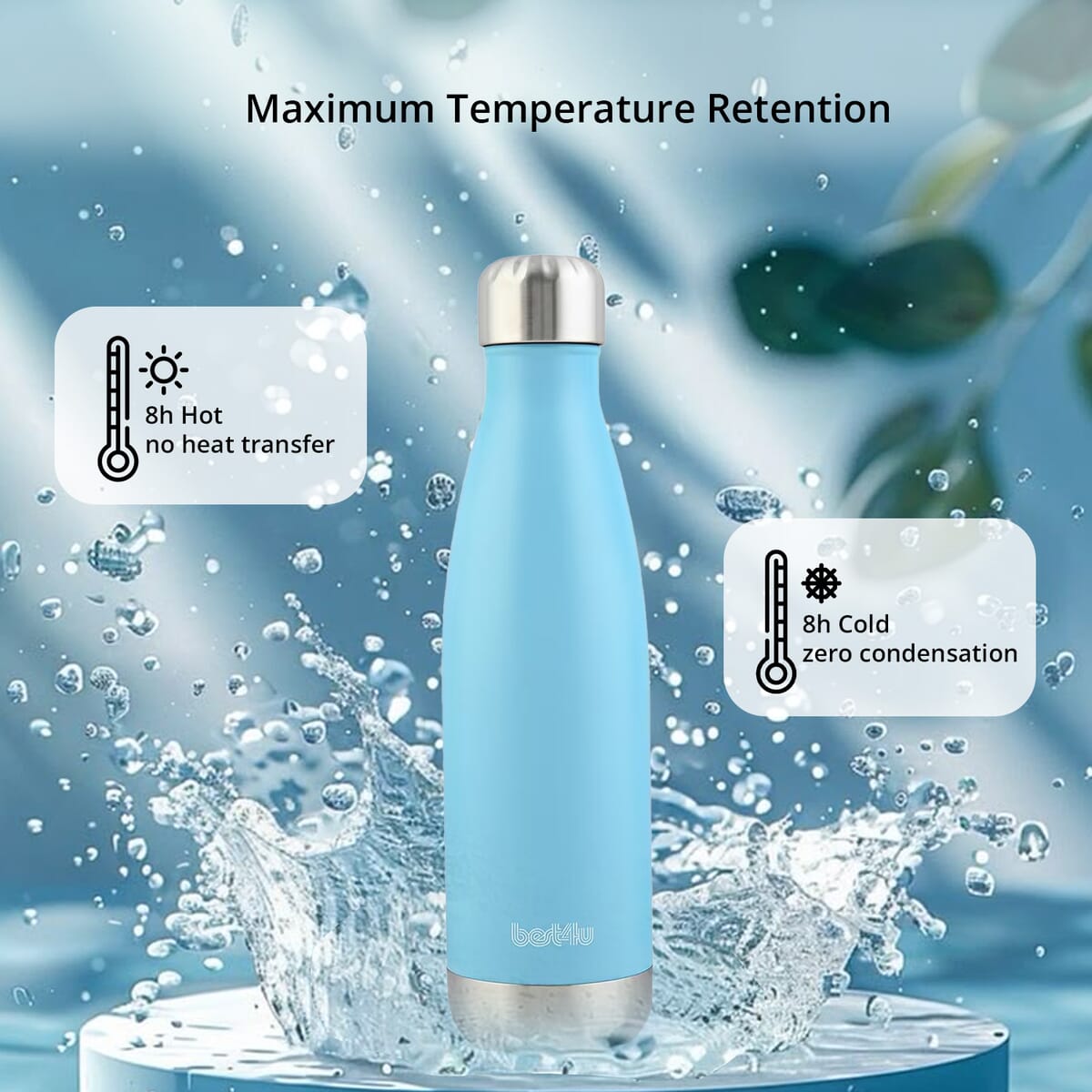 Best 4 U 17oz Insulated Stainless Steel Water Bottle -Teal image number 4