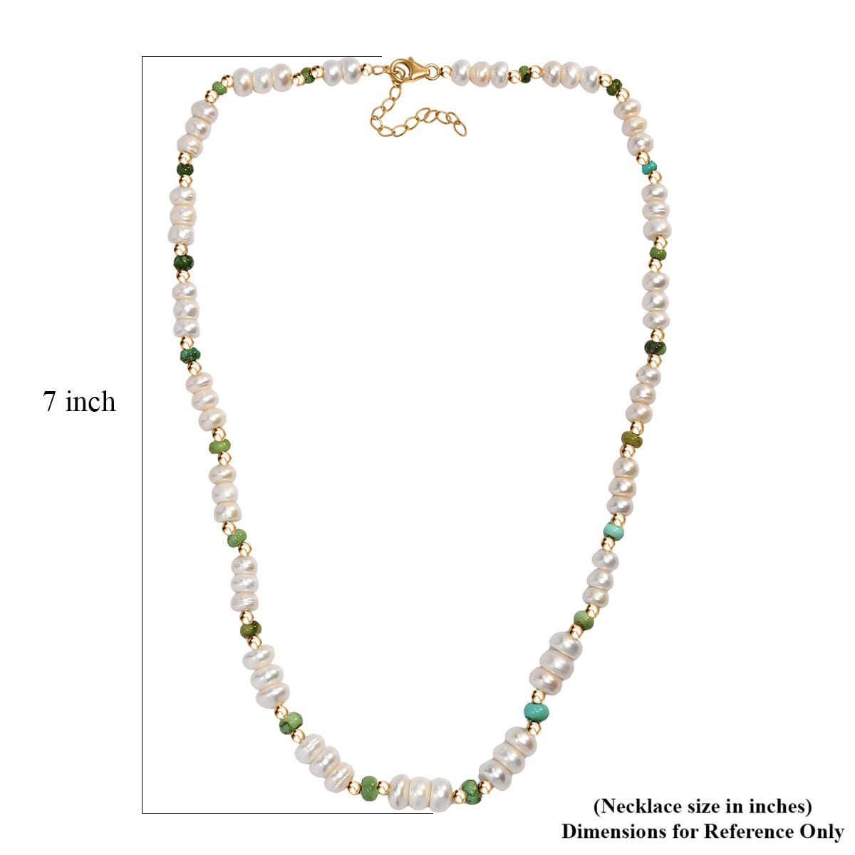 White Fresh Water Pearl and Sonoran Gold Turquoise 17.00 ctw Necklace in 18K Vermeil Yellow Gold Over Sterling Silver 18 Inches image number 5