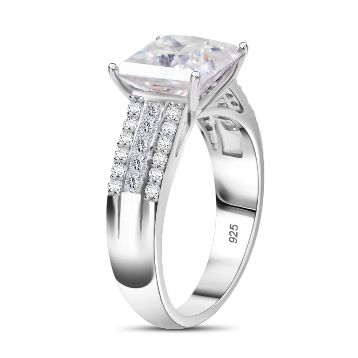 Moissanite 3.20 ctw Ring in Rhodium Over Sterling Silver (Size 10.0) image number 2