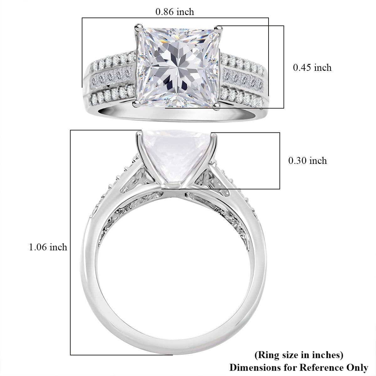 Moissanite 3.20 ctw Ring in Rhodium Over Sterling Silver (Size 10.0) image number 3