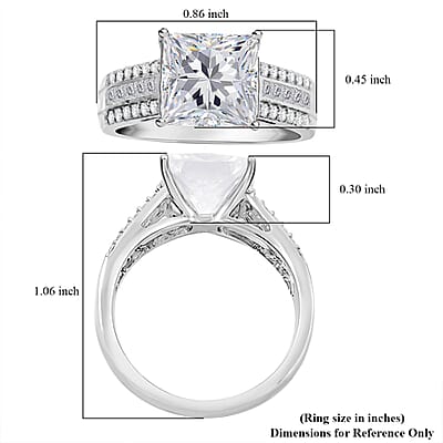 Moissanite 3.20 ctw Ring in Rhodium Over Sterling Silver (Size 10.0)