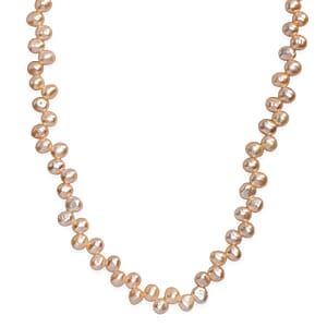 Peach Fresh Water Pearl Bubble Necklace in 18K Vermeil Yellow Gold Over Sterling Silver 18 Inches