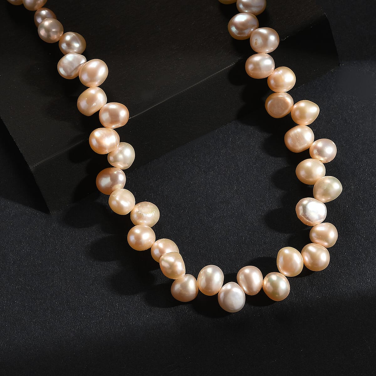 Peach Fresh Water Pearl Bubble Necklace in 18K Vermeil Yellow Gold Over Sterling Silver 18 Inches image number 1