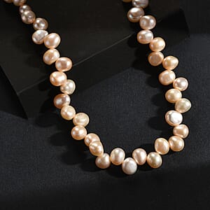 Peach Fresh Water Pearl Bubble Necklace in 18K Vermeil Yellow Gold Over Sterling Silver 18 Inches