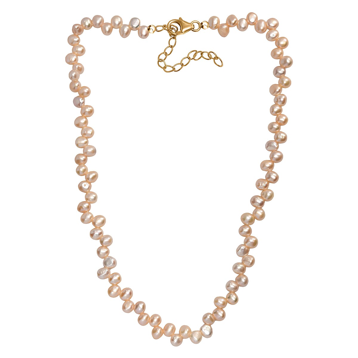 Peach Fresh Water Pearl Bubble Necklace in 18K Vermeil Yellow Gold Over Sterling Silver 18 Inches image number 3
