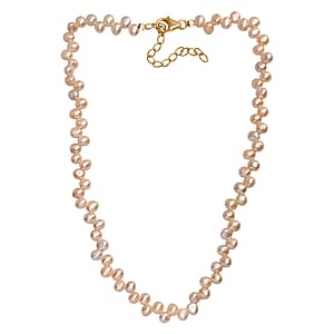 Peach Fresh Water Pearl Bubble Necklace in 18K Vermeil Yellow Gold Over Sterling Silver 18 Inches