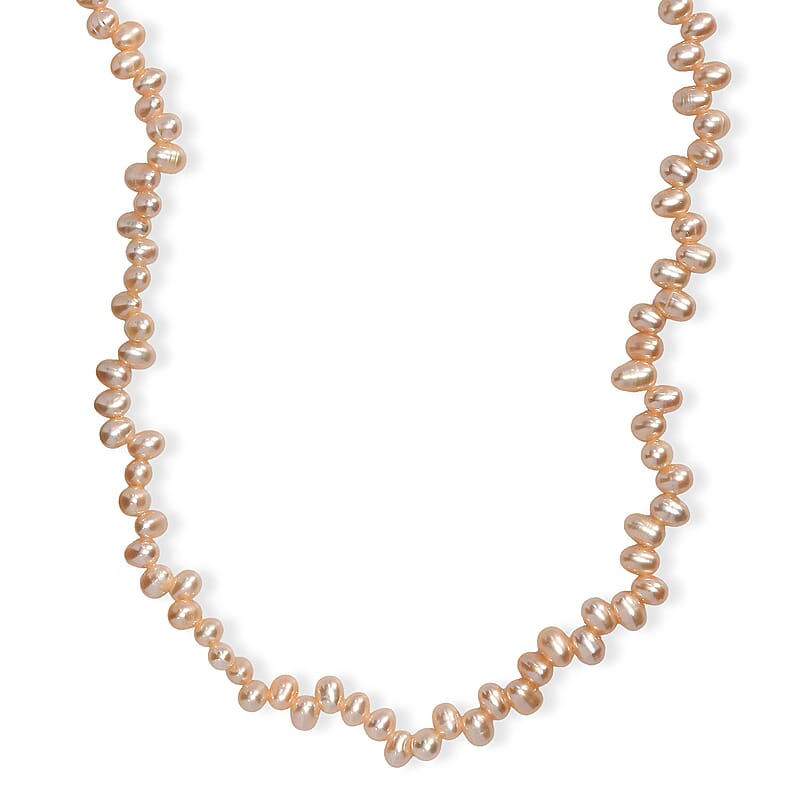 GCS Peach Freshwater Pearl Necklace in 18K Vermeil Yellow Gold Over Sterling Silver 18 Inches