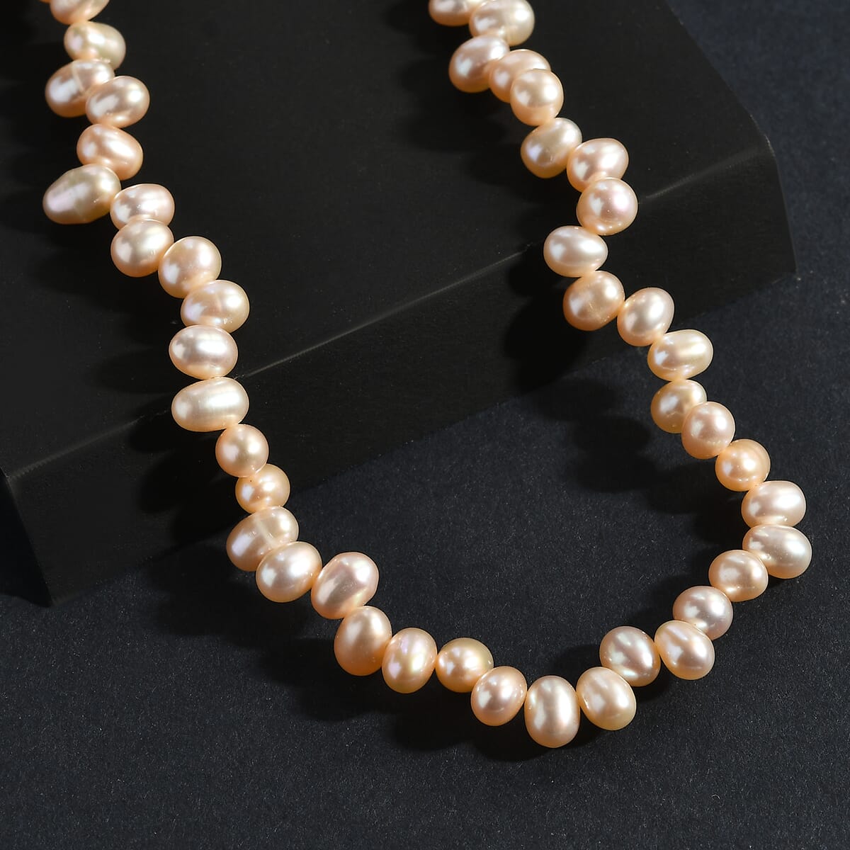 Peach Freshwater Pearl Necklace in 18K Vermeil Yellow Gold Over Sterling Silver 18 Inches image number 1