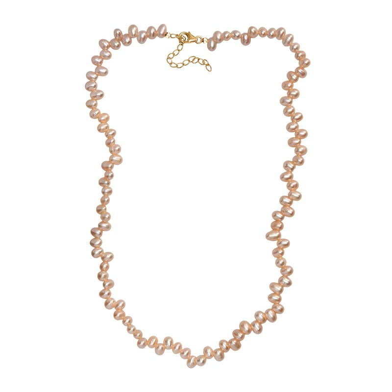 GCS Peach Freshwater Pearl Necklace in 18K Vermeil Yellow Gold Over Sterling Silver 18 Inches
