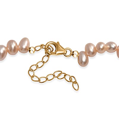 GCS Peach Freshwater Pearl Necklace in 18K Vermeil Yellow Gold Over Sterling Silver 18 Inches