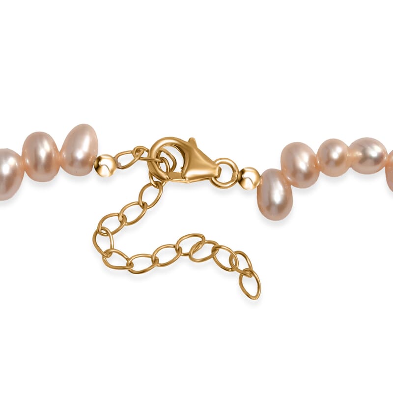 GCS Peach Freshwater Pearl Necklace in 18K Vermeil Yellow Gold Over Sterling Silver 18 Inches