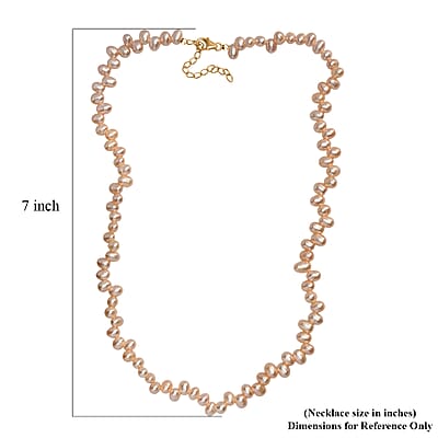 GCS Peach Freshwater Pearl Necklace in 18K Vermeil Yellow Gold Over Sterling Silver 18 Inches
