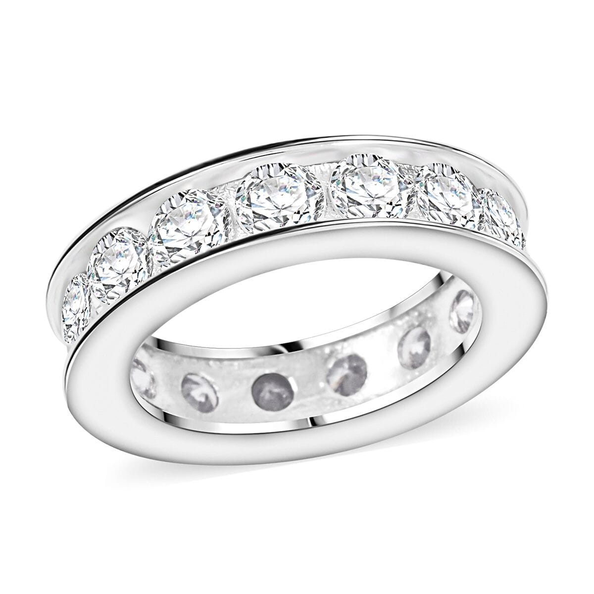 Simulated Diamond 0.60 ctw Ring in Rhodium Over Sterling Silver (Size 10.0)  image number 0