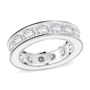 Simulated Diamond 0.60 ctw Ring in Rhodium Over Sterling Silver (Size 10.0) 