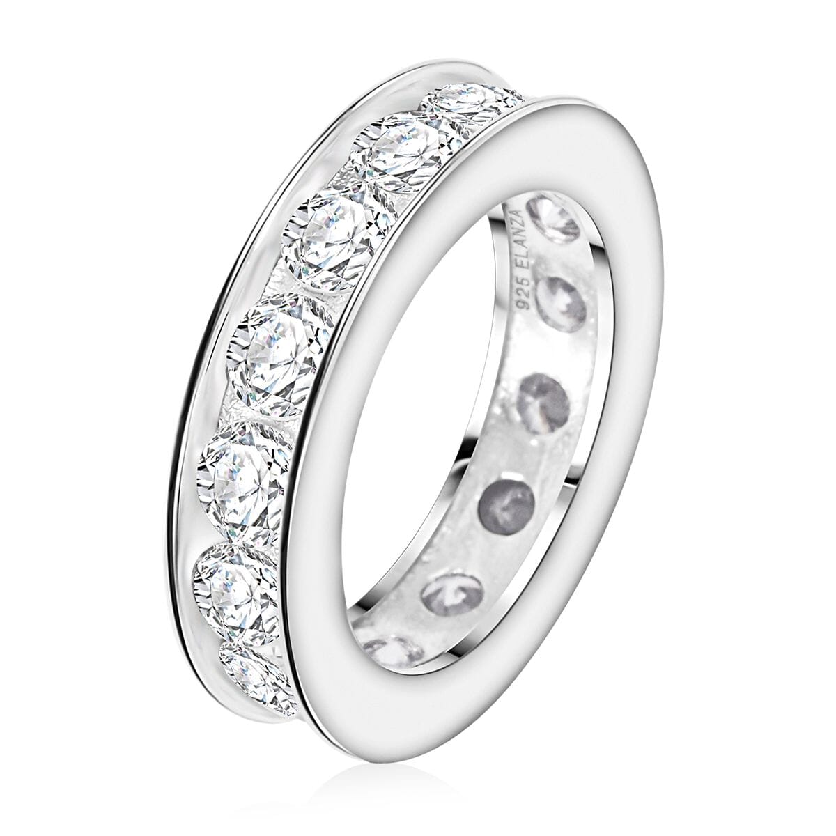 Simulated Diamond 0.60 ctw Ring in Rhodium Over Sterling Silver (Size 10.0)  image number 3