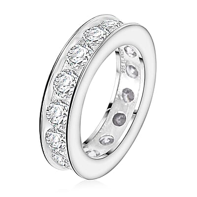 Simulated Diamond 0.60 ctw Ring in Rhodium Over Sterling Silver (Size 10.0) 