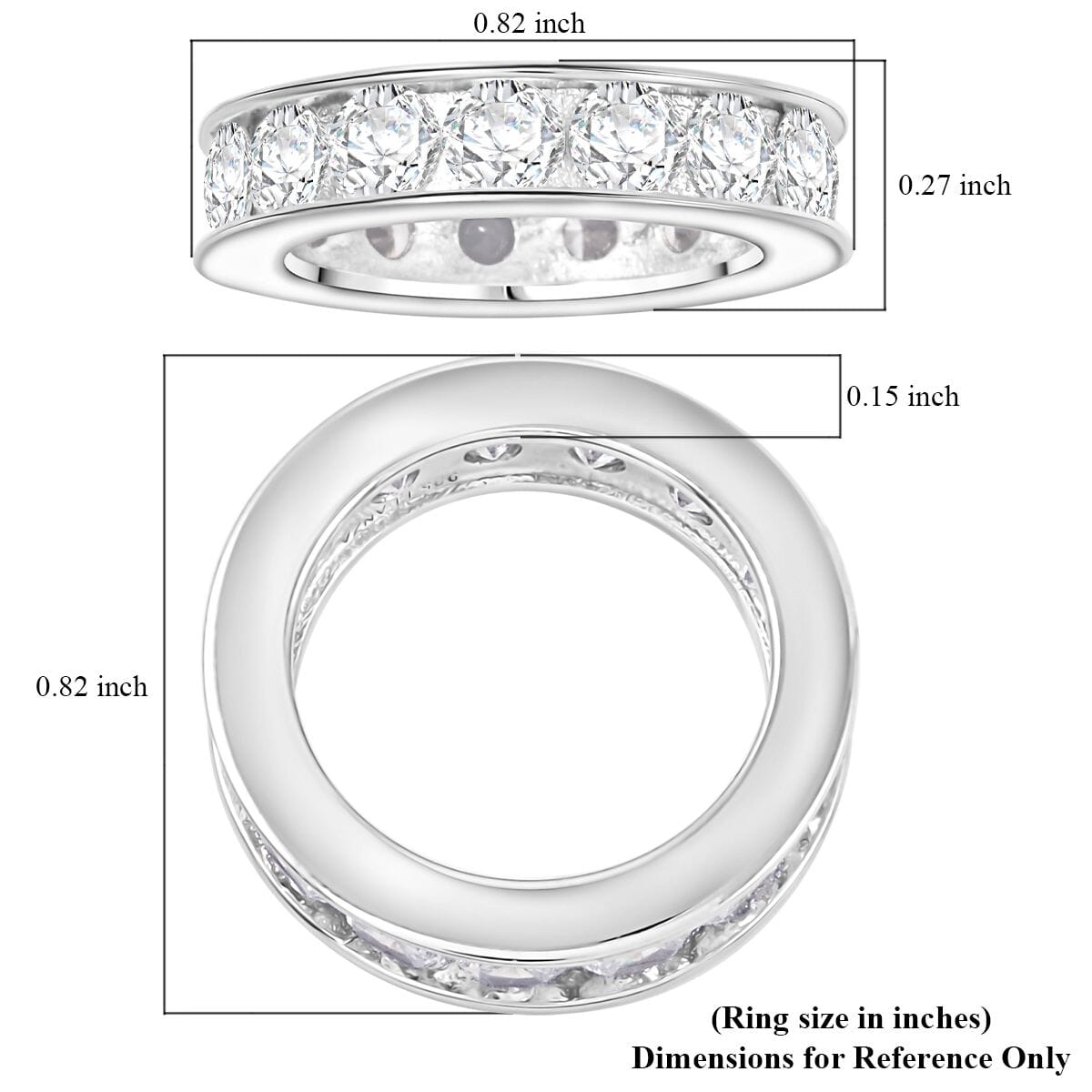 Simulated Diamond 0.60 ctw Ring in Rhodium Over Sterling Silver (Size 10.0)  image number 4